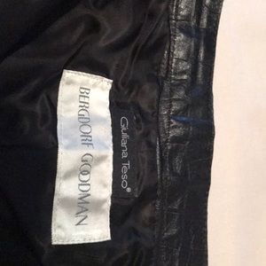 Black Alligator embossed Leather pants